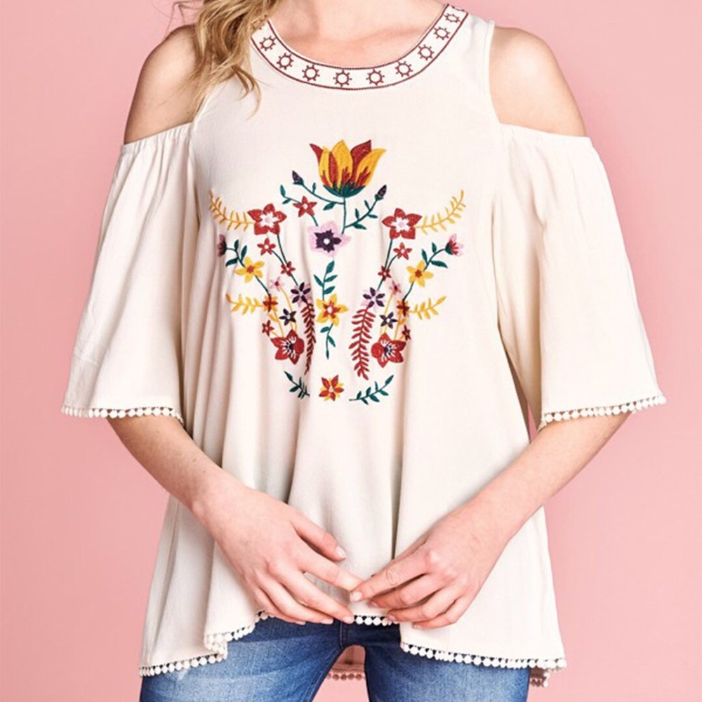 Plus Size Floral Embroidered Top
